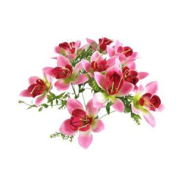 Imagem de Flores De Orquídea Artificial Em Seda Branca, Bouquet Com 10 Peças, Or