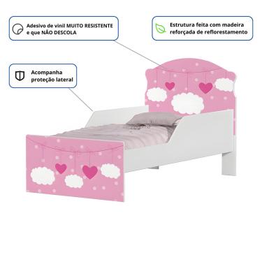Imagem de Mini Cama Infantil 153,2x79cm com Proteção Lateral Personagens Nuvem Menina K02 - D'Rossi