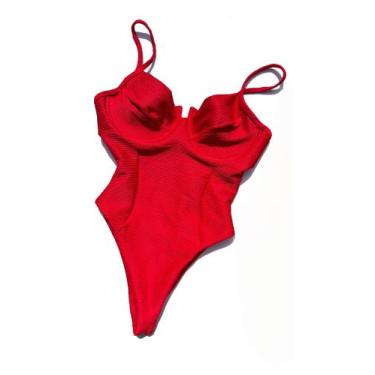 Imagem de Maiô Júlia Meia Taça  Aro de Sustentação - Maré Maré, Vermelho, G