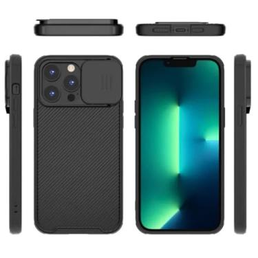 Imagem de Capa magnética para iPhone 16 16e 15 14 13 12 11 Pro Max com proteção de lente por pressão (para iPhone 14 Pro/Preto)