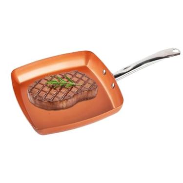 Imagem de Frigideiras antiaderentes, podem ser lavadas na lava-louças, frigideiras quadradas, para cozinhar, fritar, saltear, trailer, acampamento, café da manhã, ovo, frango, carne bovina, fogão, elétrico