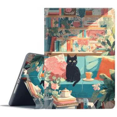 Imagem de FGDRFGRW Capa para Samsung Galaxy Tab A11 Plus/A9 Plus 11 polegadas 2025/2023, suporte ajustável, função de despertar/hibernar, capa de proteção de corpo inteiro - Estante de sofá de gato preto