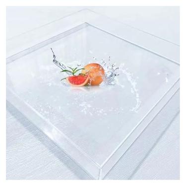 Imagem de Caixa de exibição de tanque de água acrílica - pia rasa versátil para adereços de fotografia, recipiente de armazenamento profundo, bandeja de café de mesa para organização de cosméticos e decoração