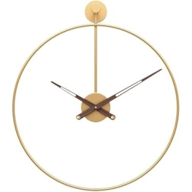 Imagem de Relógio de parede silencioso de metal preto grande - Design minimalista inúmero, relógio decorativo moderno para sala de estar, escritório e decoração de casa (50 cm)