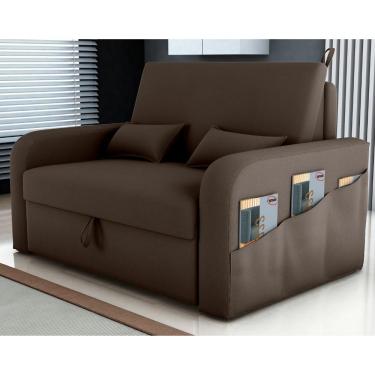 Imagem de Sofá Cama Com Baú Luka Veludo Marrom