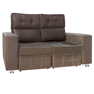 Imagem de Sofá Retrátil E Reclinável 2 Lugares Londres 1.60cm Com Molas Suede Speciale Home Marrom