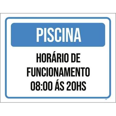Imagem de Kit 3 Placa Acm Piscina Horário Funcionamento 18X23 - Sinalizo