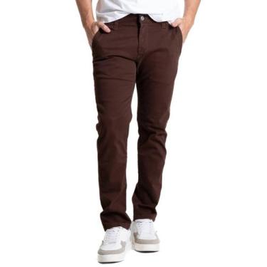 Imagem de Calça Sarja Sawary Slim - 281528 - marrom 46, Marrom, 46