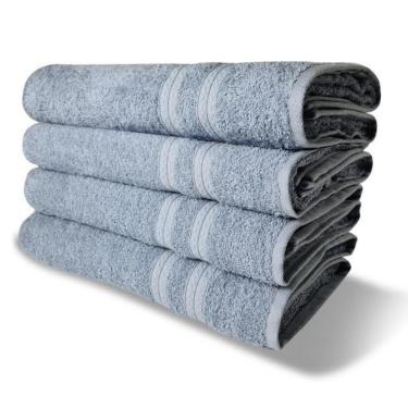 Imagem de Kit Com 4 Toalhas De Banho 430g/m² Grande Grossa 80x150cm Itália Soft - Azul