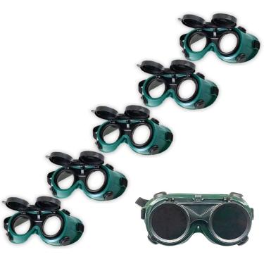 Imagem de Oculos De Solda Kit 5 Uni EPI Mascara De Protecao Articulavel Dupla Lente Soldador Com Filtro Equipamento Profissional