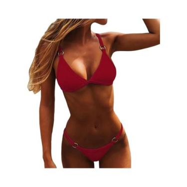Imagem de Conjunto De Biquíni Feminino Sexy Com Fenda E Amarrações, Moda Praia M