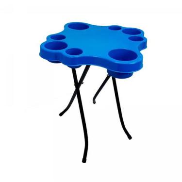 Imagem de Mesa Petisqueira Plástico Dobrável - Jaddi Móveis, Azul