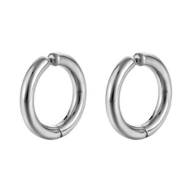 Imagem de Brincos De Argola Falsos Unissex Clássicos Punk Em Aço Inoxidável, Sem