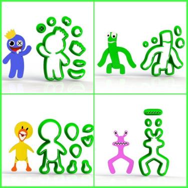 Imagem de Cortador Kit Roblox Rainbow Friends 4 Modelos Modulares Tamanho 5 Cm