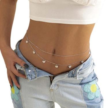 Imagem de Body Chain Corrente Cintura Strass Borboletas Luxo Feminino - - anjo d