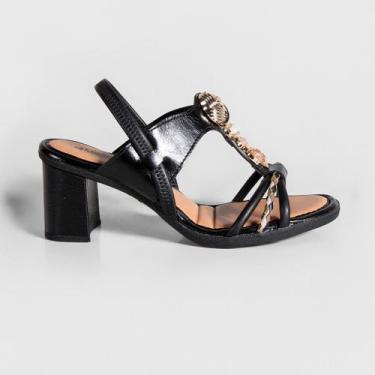 Imagem de Sandália Feminina Mississipi J0592 Pluma, Preto, Titanium, Marfim, Our