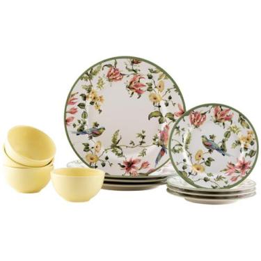 Imagem de Aparelho de Jantar Chá e Café 12 Peças Alleanza Cerâmica Branco e Verd