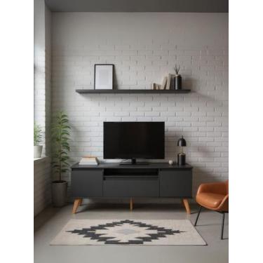 Imagem de Rack para TV com Prateleira 150cm Retro Mdf Dallas - On Móveis, Grafit