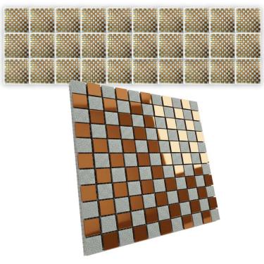 Imagem de Pastilha De Vidro Kit 30 Uni Adesiva Parede Cozinha Sala Banheiro Decorativa Moderna Requintado Reforma Facil Aplicacao