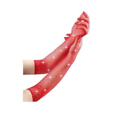 Imagem de Luvas Longas De Rede Com Strass Estilo Europeu Americano Sexy Para Bal