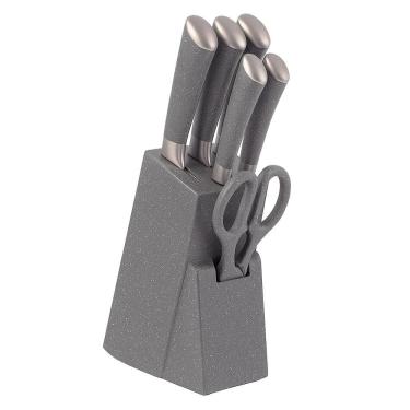 Imagem de Conjunto de Facas Mimo Style Cepo 6 Peças Inox Grafito