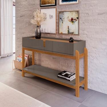 Imagem de Aparador 2 Gavetas Lizz Cinza Perola/Cedro - Casa D Móveis