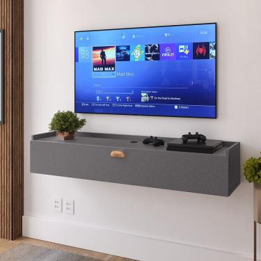 Imagem de Rack Suspenso Home Classic New Tv 32 Polegadas 1 Porta Puxador Concha Quarto Sala Recepção Cinza - Lojas RPM