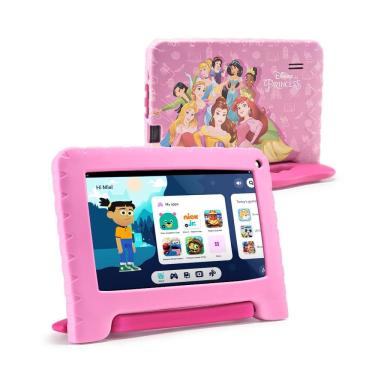 Imagem de Tablet Multi Princesas com Controle Parental 7 pol 4GB RAM 64GB Android 13 Quad Core + Case + Wi-fi - NB418