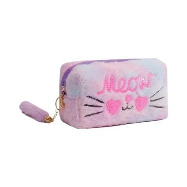 Imagem de Estojo Organizador De Maquiagem Para Meninas Com Lantejoulas Arco-Íris