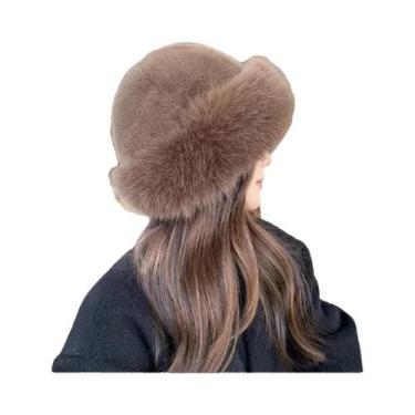 Imagem de Chapéu De Pescador Feminino De Inverno Coreano De Pelúcia Felpuda, Gro