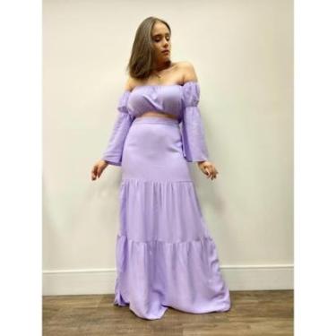 Imagem de Saia Longa Babados Viscose-Feminino