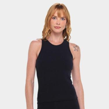 Imagem de Regata New Balance Canelada Small Logo Feminina, Preto, EGG