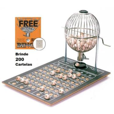 Imagem de Bingo Profissional Médio Nº 2 Globo Metálico com 200 Cartelas - Treis 