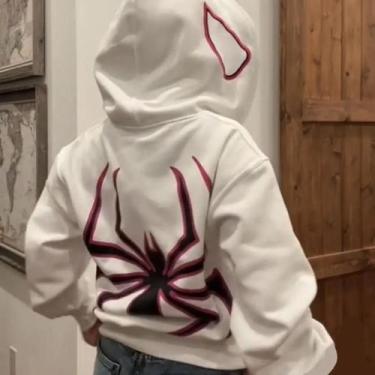 Imagem de Moletom Unissex Oversized Com Zíper Completo E Capuz Estampado De Aran