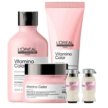 Imagem de Kit Vit Color Shampoo + Condicionador + Mascara + 2 Ampolas