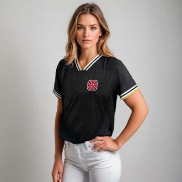Imagem de Camisa Vasco Retrô 1974 Campeão Brasileiro Jacquard Feminina-Feminino