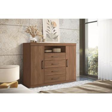 Imagem de Cômoda Havana Master 4 Gavetas em MDF com Puxador Plástico Marrom para Quarto de Casal