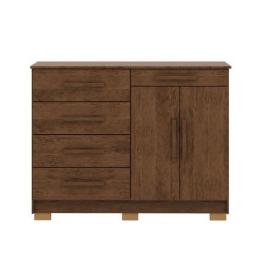 Imagem de Cômoda Sapateira Armario Multiuso Sirius em MDF com Puxadores em MDF Imbuia Rústico para Quarto