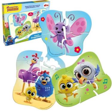 Imagem de Jogo Puzzle Progressivo Galinha Pintadinha Quebra Cabeça 4,6 e 8 Peças