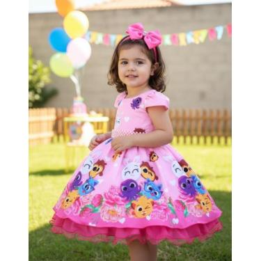 Imagem de Vestido Temático Infantil Super Luxo Bolofofos E Tiara - S/A Pingo De 