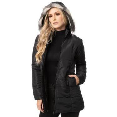 Imagem de Casaco Feminino Jaqueta Sobretudo com Capuz Removível Inverno Frio Viagem Corta Vento Acolchoado-Feminino
