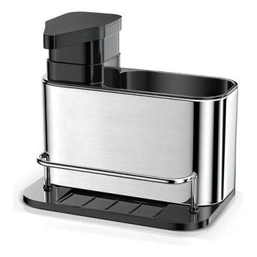 Imagem de Porta Detergente preto Dispenser Sabão Liquido Esponja Bucha - Congrat