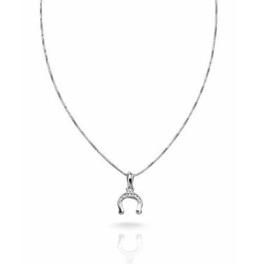 Imagem de Colar Ferradura Cravejada Zirconia Feminino Banhado a Prata 925 - WORK