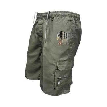 Imagem de Bermudas Cargo Masculinas Com Cintura Elástica Para Trabalho, Lazer Ao