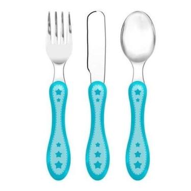Imagem de Kit Alimentação Talher infantil Para Bebê 3 Peças Estrelinha Garfo Fac