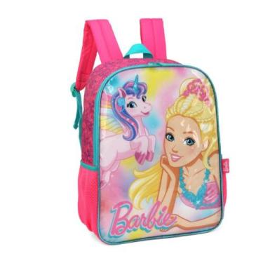 Imagem de Mochila De Costa Escolar Barbie Sereia E Unicórnio Luxcel, Pink