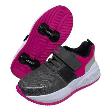 Imagem de Tenis Infantil Menina Conforto Rodas Diversão Bibi Skatenis, Preto, Pi