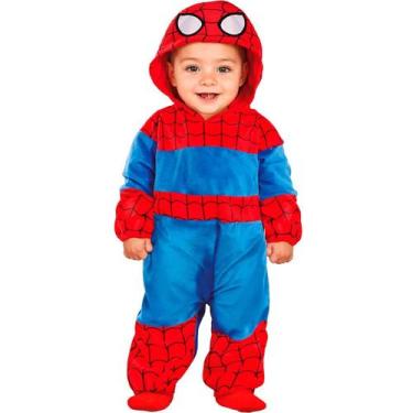 Imagem de Fantasia Homem Aranha Bebe Menino Macacão Macio com Capuz - Fantasias 