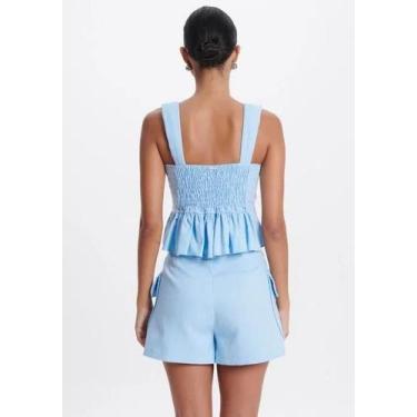 Imagem de Top cropped com babado myft feminina, GG, Azul