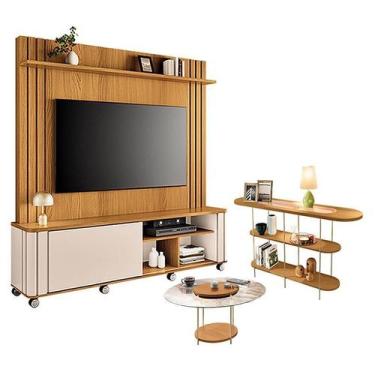 Imagem de Estante Home Theater Trinus Cinamomo Off White com Mesa de Centro Sky 